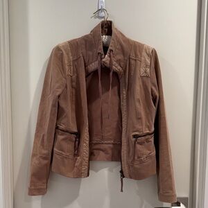 Anthropologie Women's Light Brown Leather Moto Jacket